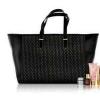 Estee Lauder Black Perforated Faux Leather Beach Tote Shoulder Bag~NEW