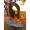 Tote Large shopping tangerine neon orange canvas beach book bag #3 small image