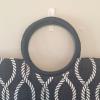VTG: Navy Blue and White Pattern Print Straw Weave Beach Bag #5 small image