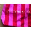 Victorias Secret Pink and Red Striped Beach Large Tote Bag - NWT - $60