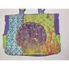 Paul Brent Tote Beach Bag Large Canvas Sequins Scallop Shells Coral Multi Color #2 small image