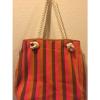 NWT JONATHAN ADLER Weekender Tote Beach Bag Orange/Pink/Brown Stripes - Large