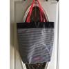 Victoria’s Secret St.Barth&#039;s Black White Stripes Pink Handle Beach Tote Bag