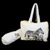 Authentic HERMES Zebra Shoulder Beach Bag Pillow Set 100% Cotton White 03D705