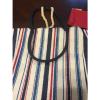 NEW Red White Blue Striped Beach Bag With Bonus Red Coin Purse