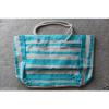$49 BRAND NEW!!! ~DSW~ STRIPED BLUE SUMMERTIME CANVAS BEACH SHOPPING BAG TOTE