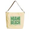 Miami Beach Beige Printed Canvas Tote Bag with Leather Strap WAS_29