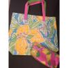 Lilly Pulitzer For Estee Lauder Pink Yellow Lemon Pattern Beach Tote Makeup Bag