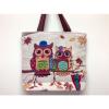 Women&#039;s Canvas Shopping Bag Owls Canvas Tote Bag Shoulder Canvas Bag, Beach Bag