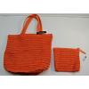 Charlie Page Orange Gold Glitter Weave Beach Tote Shopper Bag Pouch Set NEW #1 small image