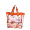 Just Cavalli Women Orange Floral Print Clear Vinyl Tote Shopper Beach Bag Hanbag #2 small image