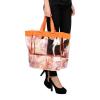 Just Cavalli Women Orange Floral Print Clear Vinyl Tote Shopper Beach Bag Hanbag
