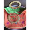 Orange Canvas Beach Bag Wooden Handles Embroidered Jamaica Dolphins EUC #2 small image