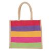 Ladies Casual Handbag Stripe Tote Shoulder Purse Beach Cotton Jute Favor Bag #2 small image