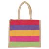 Ladies Casual Handbag Stripe Tote Shoulder Purse Beach Cotton Jute Favor Bag #4 small image