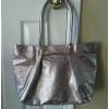 Nordstrom Beige Silver Metallic Tote Bag Beach Bag Handbag #1 small image