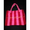 Victoria&#039;s Secret Pink Stripe Canvas Beach Tote Shoulder Bag Travel New NWT #2 small image