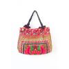 Yellow Orchids Beach Tote Bag with Thai Hmong Embroidered Fabric Large Size