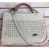 VTG ALINA ITALY Woven Vintage Wood Handle Straw Handbag Tote Beach bag Purse #1 small image