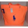 NEW POLO RALPH LAUREN MELON CANVAS BIG PONY TOTE BAG BEACH BAG CARRY ON #1 small image