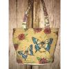Kate McRostie Butterfly Floral Canvas Beach Tote Bag with Sequin Purse Handbag