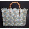 Vintage USSR Womens Wicker Polyester Shoulder Tote Bag beach Bag 1970s #2 small image
