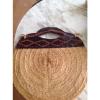Vintage Hippie Boho Woven Straw Jute Market Tote Beach Bag Thick Leather Straps