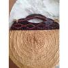 Vintage Hippie Boho Woven Straw Jute Market Tote Beach Bag Thick Leather Straps #5 small image