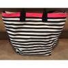 NEW Victorias Secret 2016 Getaway Tote Canvas Hot Pink Black Striped Beach Bag #3 small image
