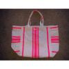 Victoria&#039;s Secret Canvas Large Tote Bag Sun&amp;Fun Swim Beach Shopper Pink Striped #3 small image