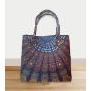 Ethnic Boho blue orange shopping purse cotton Picnic bag gypsy beach bag #1 small image