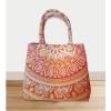 Orange handmade cotton hippie mandala purse and beach bag ethnic printed bag #1 small image