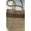 J Crew Straw Stripped Tote Bag Natural &amp; Green Straw Summer Carryall Beach