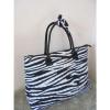N. Gil Extra Large Tote Shopper Beach Travel Bag Black  Animal Print Quilted