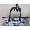 N. Gil Extra Large Tote Shopper Beach Travel Bag Black  Animal Print Quilted #5 small image