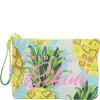 Trina Turk Pink Yellow Pineapple Bikini Bag Summer Beach PVC Lined Wristlet New