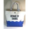 NWT Kate Spade Rey Make A Splash Beware of Sharks Beach Tote Bag WKRU3810 #2 small image