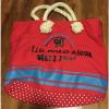 US Polo Assn Red Nautical Striped Polka Dot Canvas &amp; Rope Beach Tote Bag #1 small image