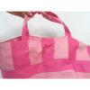 VICTORIA&#039;S Secret PINK Striped FLARED Beach CARRYALL Tote BAG Gold LETTERS Guc #2 small image