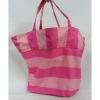 VICTORIA&#039;S Secret PINK Striped FLARED Beach CARRYALL Tote BAG Gold LETTERS Guc #4 small image