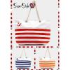 Anchor Striped Canvas Beach Nautical Fashion Tote Bag Beachbag Braided Rope #1 small image