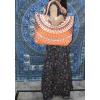 Indian Handmade Mandala Shopping Purse Cotton Beach Bag Large Tote Orange Ombre~ #1 small image