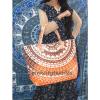Indian Handmade Mandala Shopping Purse Cotton Beach Bag Large Tote Orange Ombre~ #2 small image