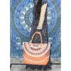 Indian Handmade Mandala Shopping Purse Cotton Beach Bag Large Tote Orange Ombre~ #4 small image