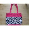 Mini Hobo Bag Handmade Cotton Beach Grocery Bag Purse Tote Black/White Pink NWT #1 small image