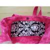 Mini Hobo Bag Handmade Cotton Beach Grocery Bag Purse Tote Black/White Pink NWT #3 small image