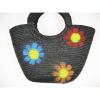 Ysatis de Givenchy Large Woven Straw Beach Tote Bag Flower Motif #2 small image
