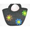 Ysatis de Givenchy Large Woven Straw Beach Tote Bag Flower Motif #5 small image