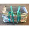 Thirty- One 31 Large Utility Beach Laundry Grocery Tote Bag Striped Teal Pink #1 small image