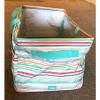 Thirty- One 31 Large Utility Beach Laundry Grocery Tote Bag Striped Teal Pink